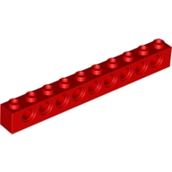 Lego kostka s otvory (kostička s dírami) 1x10, červená (273021)